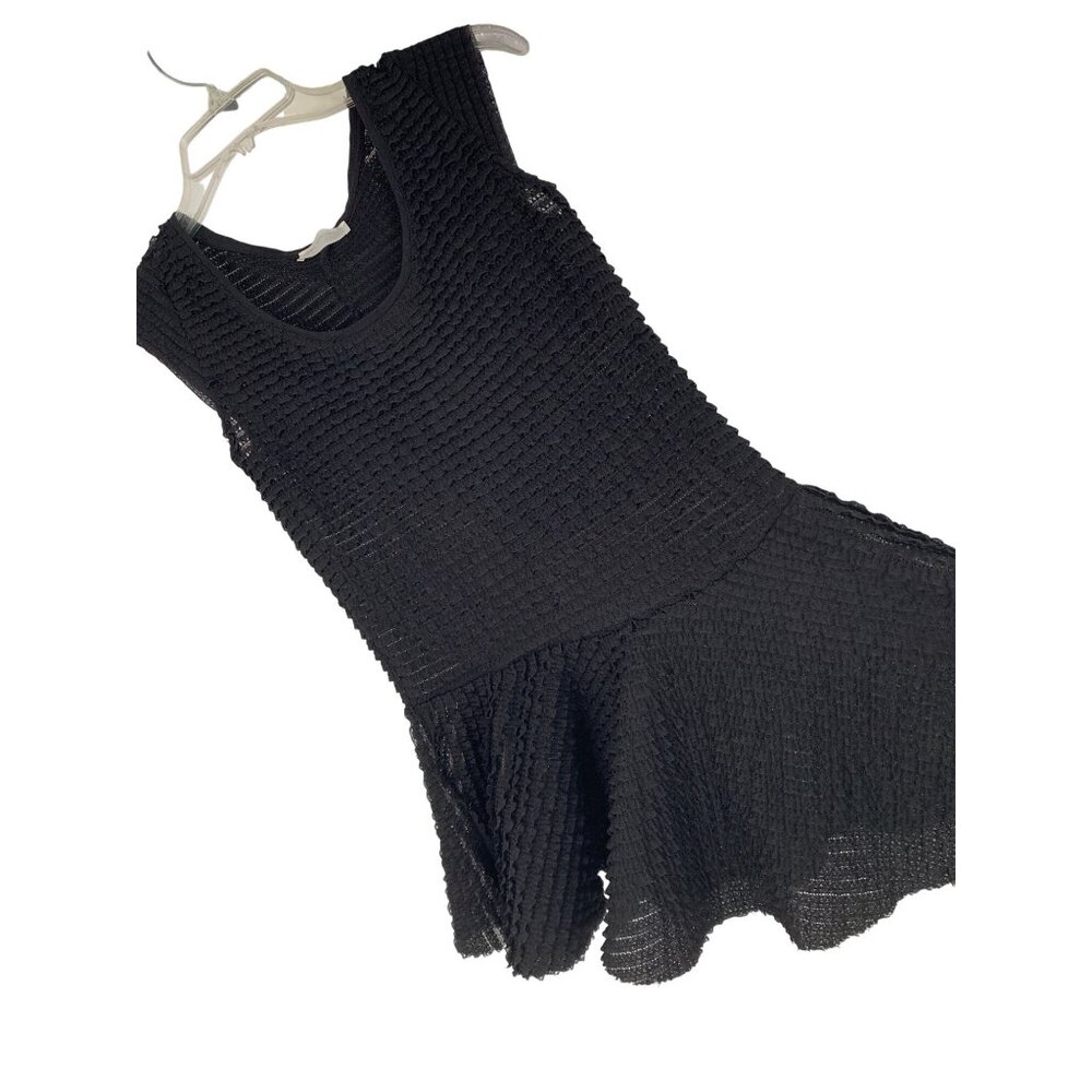 Zara Womens Black Texture Peplum Cap Sleeve Top Size S RBB10453 EUC Stretch